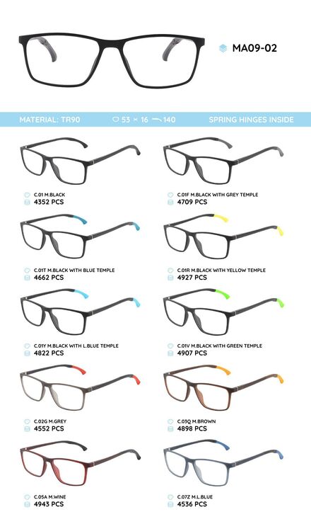 TR-90 plastic frames for glasses, with spring hinges MA09-02