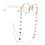 Gold-colored metal non-slip chain, with natural turquoise beads, for glasses and masks GL995