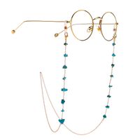 Gold-colored metal non-slip chain, with natural turquoise beads, for glasses and masks GL995