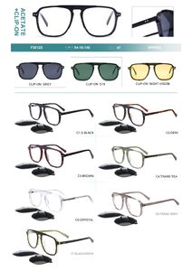 Plastic acetate frame with flex hinges + polarized clip-on Big City F3012S