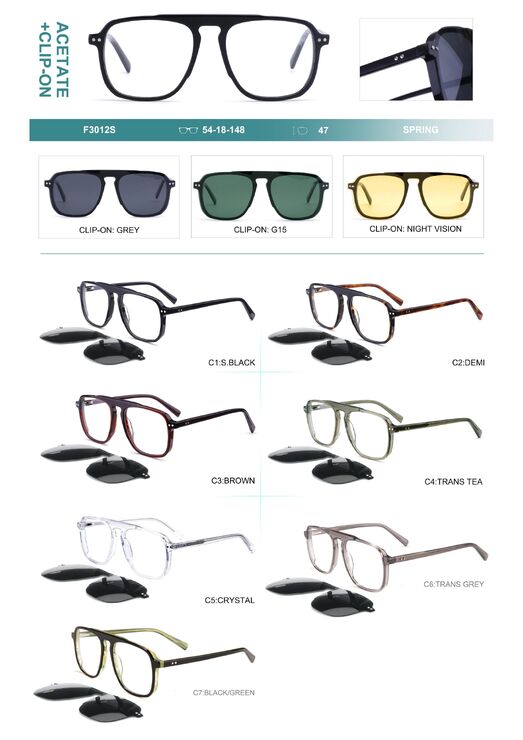 Plastic acetate frame with flex hinges + polarized clip-on Big City F3012S