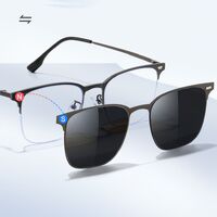 Metal Blue Ray Cut protection frame + 2 magnet sunshade clip-ons 7650-GT