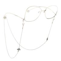 Silver-colored metal non-slip chain, with cross, for glasses and masks GL587