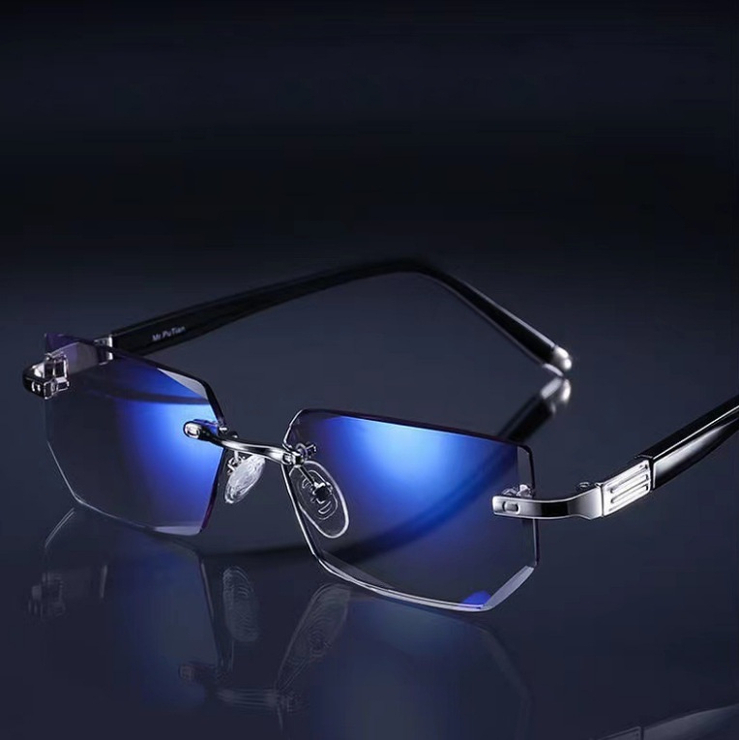 Metal rrimless eyeglasses for reading P7030D (KY6021-8045), diopters from +1.00 to +4.00, PD62-64