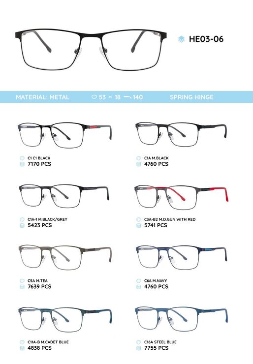 Metal frame with temples made of TR-90 material HE03-06