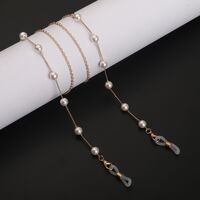 Gold-colored metal non-slip chain, with pearl, for glasses and masks GL879
