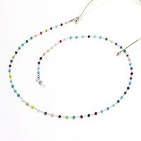 Metal non-slip chain silver, with colorful round crystal, for glasses and masks GS038