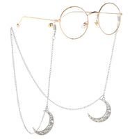 Silver-colored metal non-slip chain, with hollow moon, for glasses and masks GL059