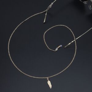 Metal non-slip chain, with pendant leaf, for glasses and masks GL348