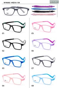 TR90 plastic eyeglasses frame for kids with silicone temple with memory (replaces spring hinge) + rubber band BY96002