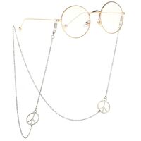 Silver-colored metal non-slip chain, with peace symbol, for glasses and masks GL064
