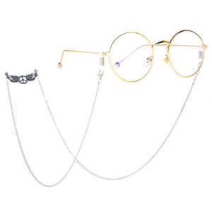 Металлическая нескользящая цепочка серебряного цвета, с крыльями мира, для очков и масок GL207