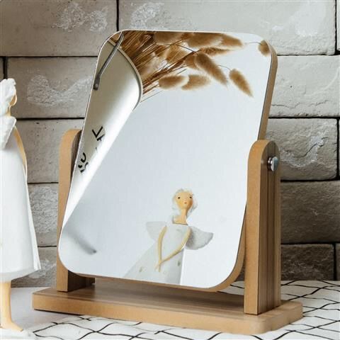 Rotating table mirror for optics salon with brown tint, 25*19 cm