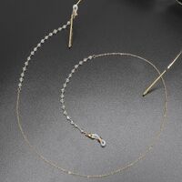 Gold-colored metal non-slip chain, with crystal, for glasses and masks GL397