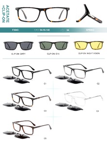 Plastic acetate frame with spring hinges + polarized clip-on Big City F3043S