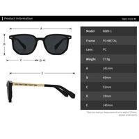 Plastic + metal retro square sunglasses for men Elit 6089-1-EL