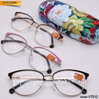 Очки для женщин в металлической оправе с флексами Vizzini V7012, диоптрии до -8,00