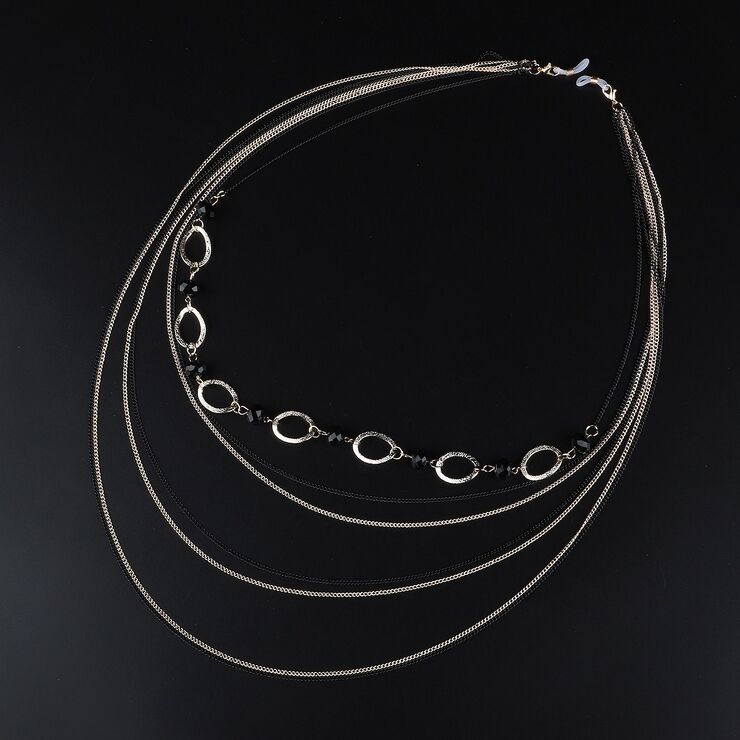 Metal non-slip gold black multi-layer chain, with crystal, for glasses and masks GL963