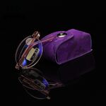 Очки металлические складные для чтения 福佬8018防蓝 с защитой Blue ray cut, стеклянными линзами и футляром, от +1.00 до +4.00, РМЦ=62-64