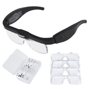Magnifier-glasses with backlight for small parts working with replaceable attachments 12539DC, magnification: 150D, 200D, 300D, 2.5X, 4.0X