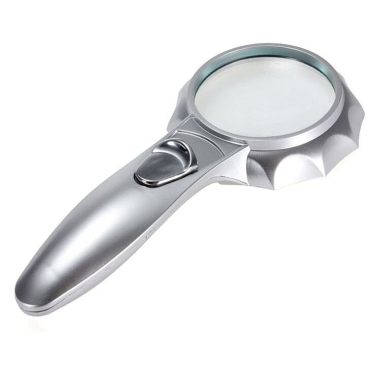 Magnifier with universal backlight, magnifying glass with handle 600555-XX, diameter: 65 mm, magnification: 6X