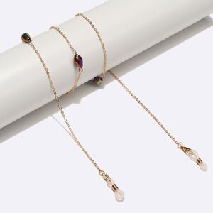 Металлическая нескользящая цепочка золотого цвета, с кристаллами в виде капель воды, для очков и масок GL1540