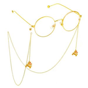 Металлическая нескользящая цепочка золотого цвета, с подвеской в виде кареты, для очков и масок GL728