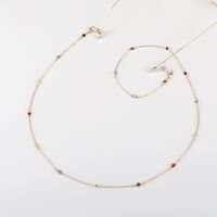 Gold-colored metal non-slip chain, with colorful glass beads, for glasses and masks GL749