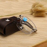 Folding metal multifocal reading glasses 1810渐进 with Blue ray cut protection with case, diopters from +1.00 to +3.50, RMC=62-64