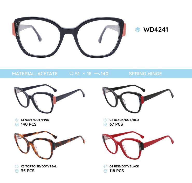 Plastic acetate eyeglasses frame for women WD4241