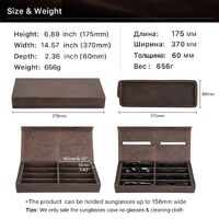 Sunglasses and eyeglasses genuine leather case with 8 slots CF4013