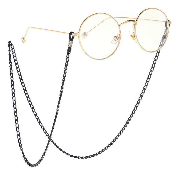 Black-colored metal non-slip chain, for glasses and masks GL010
