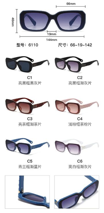 PC plastic sunglasses with metal hinge 6110W