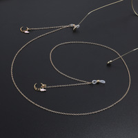 Металлическая нескользящая цепочка золотого цвета, с подвеской в виде луны и ангела, для очков и масок GL863