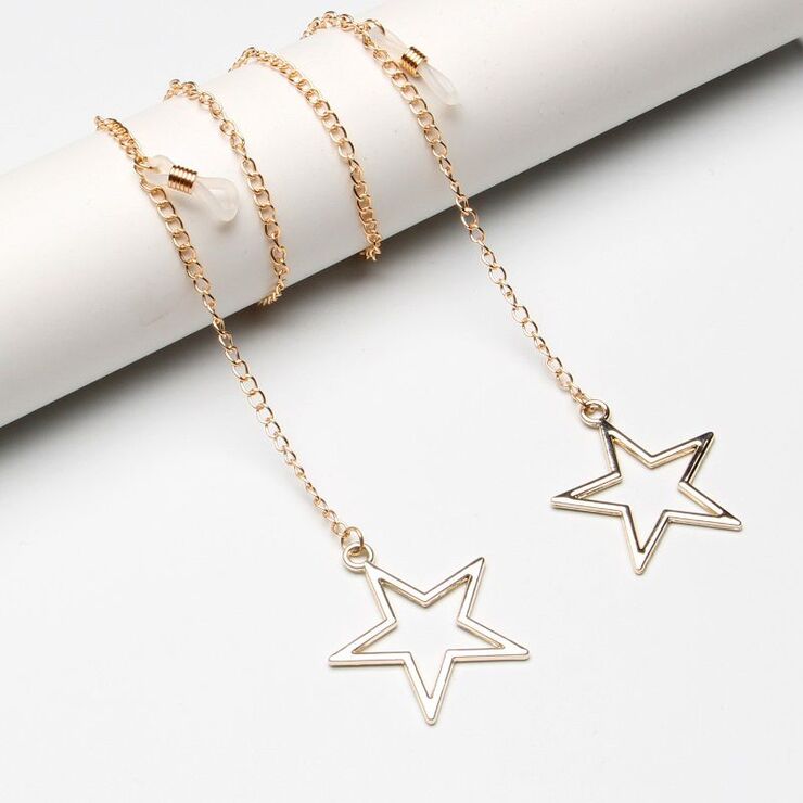 Металлическая нескользящая цепочка, с подвеской в виде звезды, для очков и масок GL1890