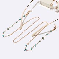 Gold-colored metal non-slip chain, with natural turquoise beads, for glasses and masks GL995