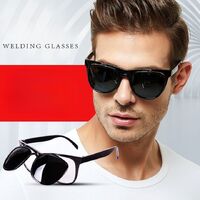Flip-up protective, welding, shockproof, folding sunglasses with glass alloy lens, with ability to install diopter lenses