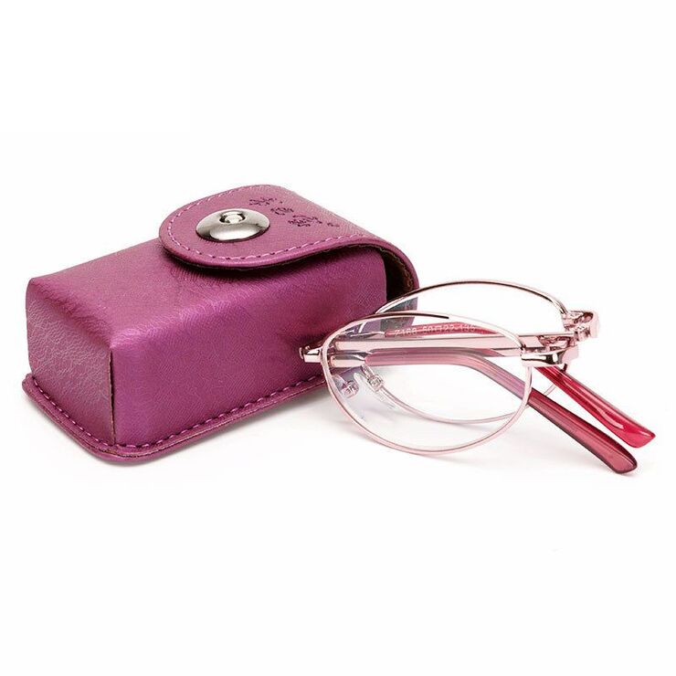 Очки металлические складные для чтения Z168 с защитой Blue ray cut с футляром, диоптрии от +1.00 до +4.00, РМЦ=62-64