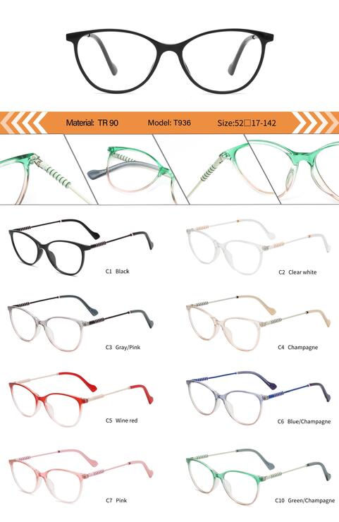 Plastic TR90 frame for women with spring hinges T936-DA