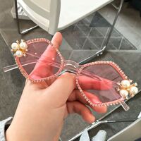 Plastic PC polygonal sunglasses with rhinestones 