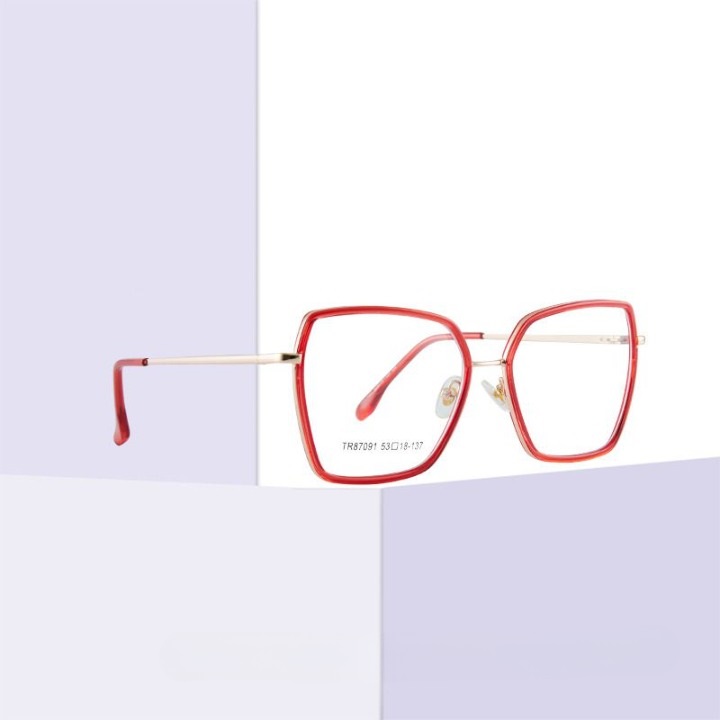 Combined frame (metal + TR90) or glasses with blue light protection, with spring hinges FA87091