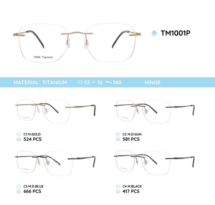 Rimless titanium metal frame TM1001P