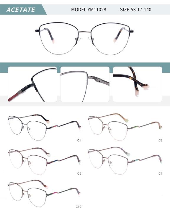 Оправа металлическая полуободковая женская с флексом YM11028-DA