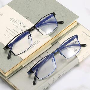 Metal eyeglasses for reading V6010 with blue ray cut protection, diopters from 0.00 to -6.00, not centered 
