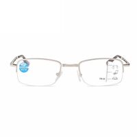 Folding metal multifocal reading glasses 1810渐进 with Blue ray cut protection with case, diopters from +1.00 to +3.50, RMC=62-64