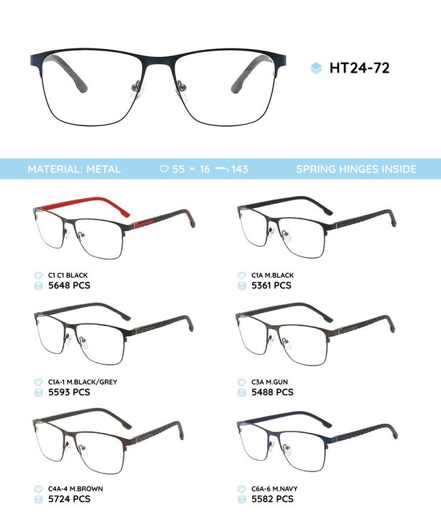 Металлическая оправа с дужками из материала TR-90 HT24-72