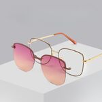 Оправа металлическая с защитой от синего света + магнитная солнцезащитная насадка (клипон) 7004-GT