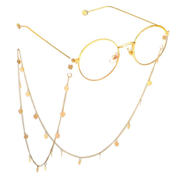 Metal non-slip chain, with a peach heart, for glasses and masks GL694