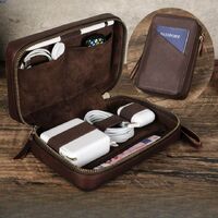 Сумка-барсетка-чехол для очков и девайсов из натуральной кожи с ремешком и молнией CF1149