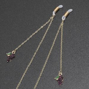 Gold-colored metal non-slip chain, with pendant grape, for glasses and masks GL354